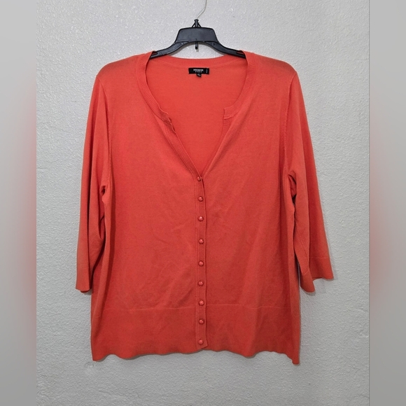Premise Studio Button-Up Sweater Cardigan Women's Size 2X Orange 3/4 Sleeve - Picture 1 of 6